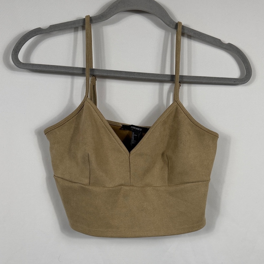 Forever 21 faux suede‎ Camel Spaghetti Strap top. Womens Size L